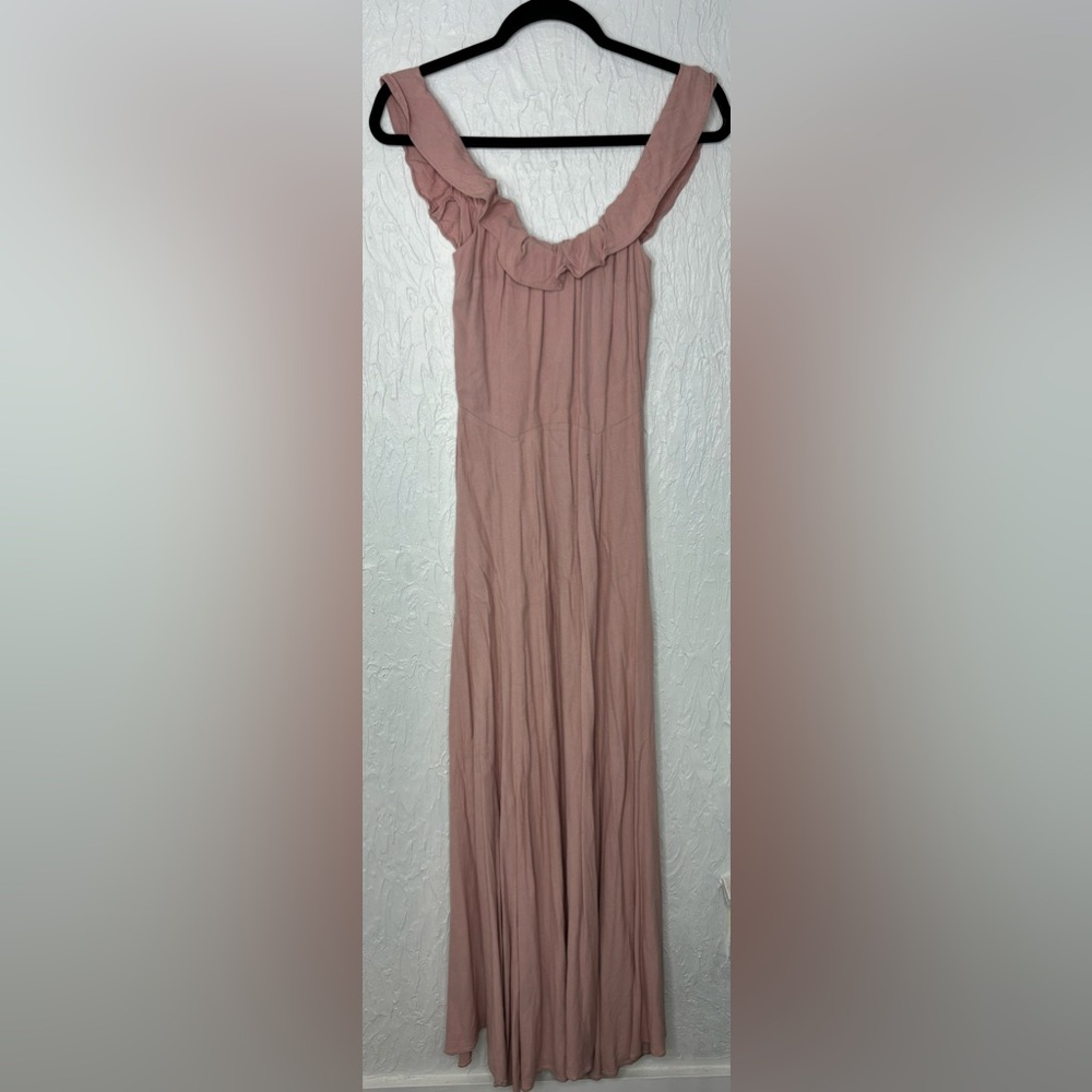 Reformation Off The Shoulder Verbena Maxi Dress In Blush Size 6 - Picture 5 of 11